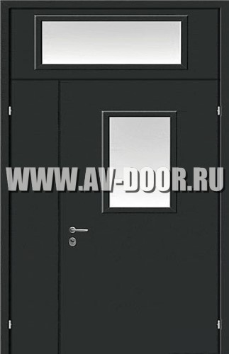 Дверь противопожарная двупольная с прямоугольными стёклами ДМП-2О