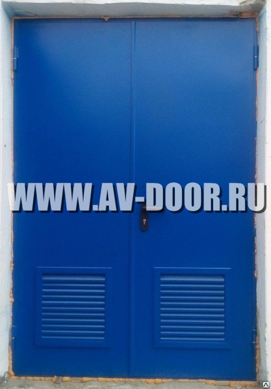 Дверь противопожарная двупольная с решёткой ДМП-2Г