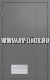 Дверь с защитой от огня полуторостворчатая глухая с решёткой ДМП-2Г