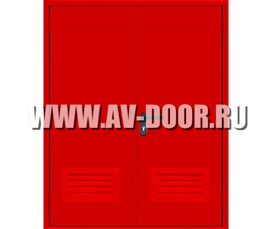 Дверь противопожарная двупольная с вентиляционными решётками ДМП-2Г
