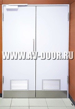 Дверь противопожарная двупольная с решётками ДМП-2Г