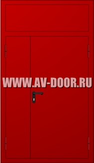 Дверь противопожарная двупольная глухая с фрамугой и выпадающим порогом ДМП-2Г