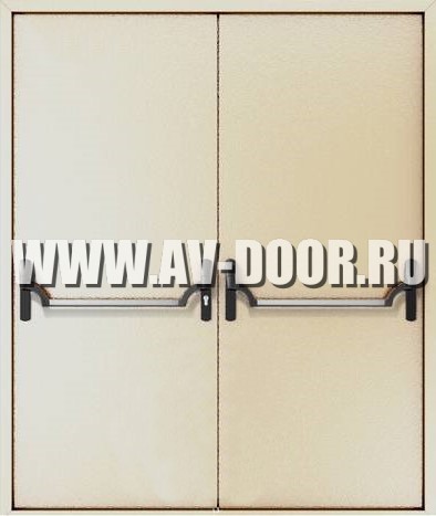 Дверь противопожарная двупольная с антипаникой и квадратным стеклом ДМП-2О
