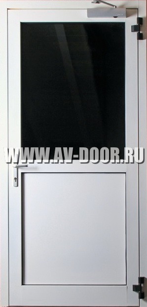 Дверь противопожарная со стеклом светло серая ДМП-1О