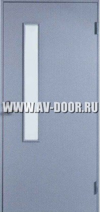 Дверь противопожарная однопольная с прямоугольным стеклом без порога серебристая ДМП-1О