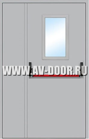 Дверь металлическая противопожарная полуторная с остеклением антипаникой ДМП-1.5O EI-60 
