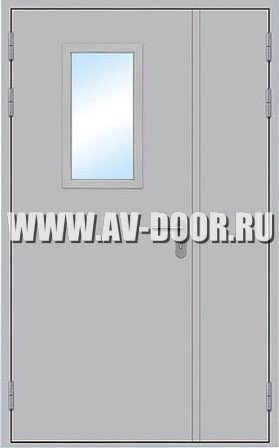  Дверь металлическая противопожарная полуторная с остеклением ДМП-1.5O EI-60
