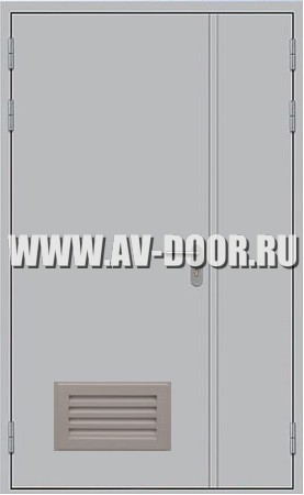 Дверь металлическая противопожарная полуторная глухая с вент.решеткой ДМП-1.5Г EI-60