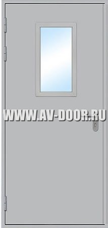 Дверь металлическая противопожарная одностворчатая с остеклением ДМП-1O EI-60 