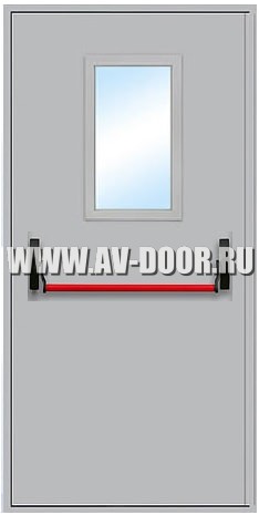 Дверь металлическая противопожарная одностворчатая с остеклением антипаникой ДМП-1O EI-60 