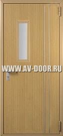Дверь металлическая противопожарная одностворчатая с МДФ остекленная ДМП-1Г 