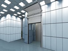 Белые противопожарные секционные ворота для научного центра