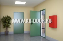 Противопожарная однопольная дверь с порошковым окрасом