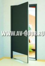 Зеленая противопожарная дверь с порогом