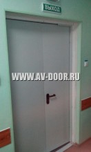 Серая двупольная дымогазонепроницаемая глухая дверь
