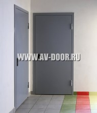 Серая однопольная глухая техническая дверь